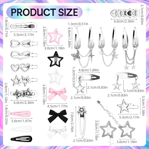 Pink Y2K Hair Clips Set - 42pcs Star & Cross Barrettes for Stylish Hair Styles