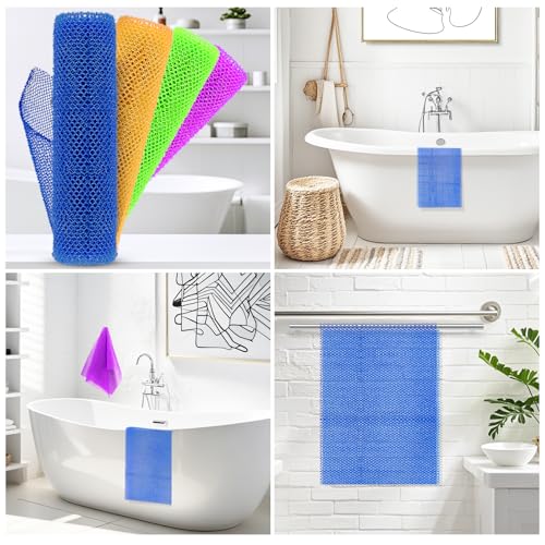 African Net Sponge Set - 4 Vibrant Exfoliating Washcloths for Smooth Skin