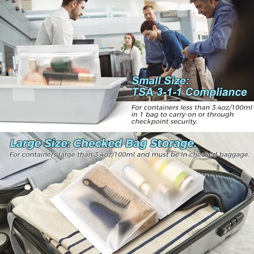 SPLF 4-Pack Leakproof Clear Toiletry Bags - TSA Approved Travel Set