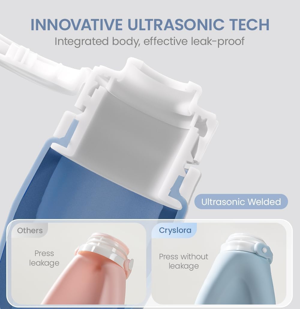 Travel Bottles for Toiletries - TSA Approved 2oz Leak-Proof Silicone Containers | 3 Pack Squeezable Travel Accessories