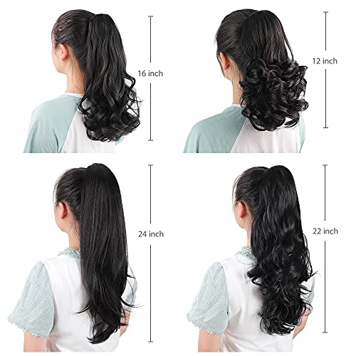 12" Wavy Ponytail Extension with Claw Clip - Synthetic Heat-Resistant