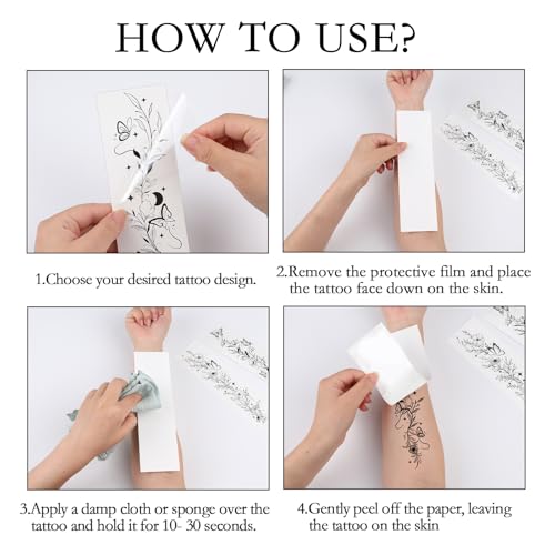 Konsait Style A Temporary Tattoos for Women & Girls - Elegant Flower & Butterfly Designs, 10 Sheets