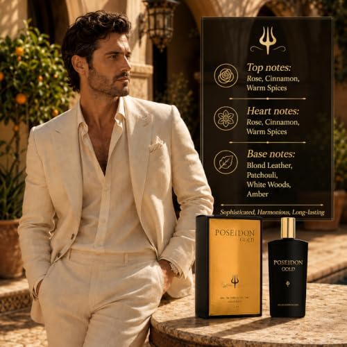 Instituto Español Poseidon Gold Eau de Toilette for Men, 5.1 fl oz