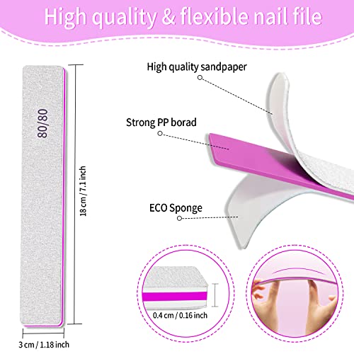 80/80 Grit Nail Files - 50pcs Coarse Square Emery Boards for Acrylic Nails