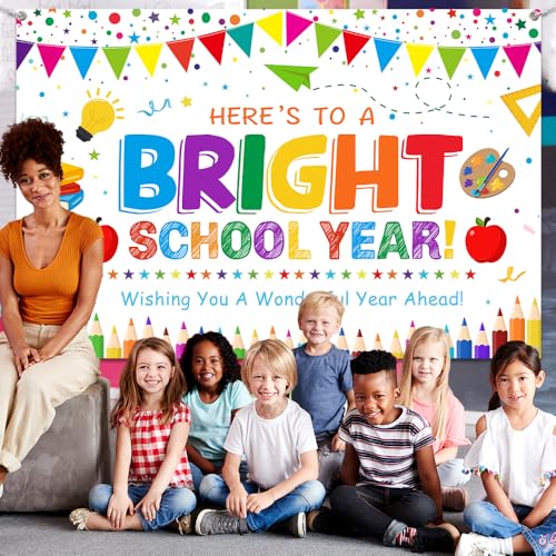 Bright School Year Backdrop - 71x43 Inch Welcome Banner for Kids