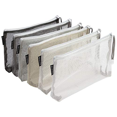 Sea Team Monochrome Multicolored Mesh Makeup Bags 9.4 x 2 x 6.3 Inches 6-Pack