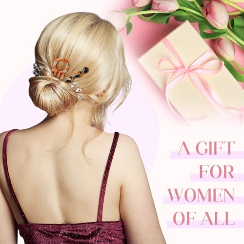 Bright Vintage Acetate U-Shaped Hair Pins Set of 12 for Elegant Updos