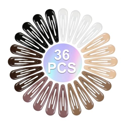 TEBIEKOY 36PCS Hair Barrettes Non-Slip Snap Clips - Glossy Color