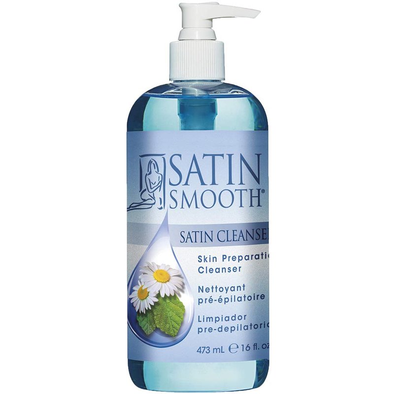 SATIN SMOOTH Pre Wax Cleanser - Antiseptic Formula for Pre Wax Hair Removal Skin Prep, Deep Cleansing & Irritation-Free Waxing, AfterWax Care, 16 oz