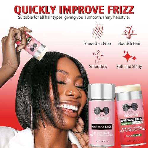 Goiple Hair Wax Stick for Frizz Control & Styling, Long-Lasting Shine & Flexibility, 2 x 2.7 oz