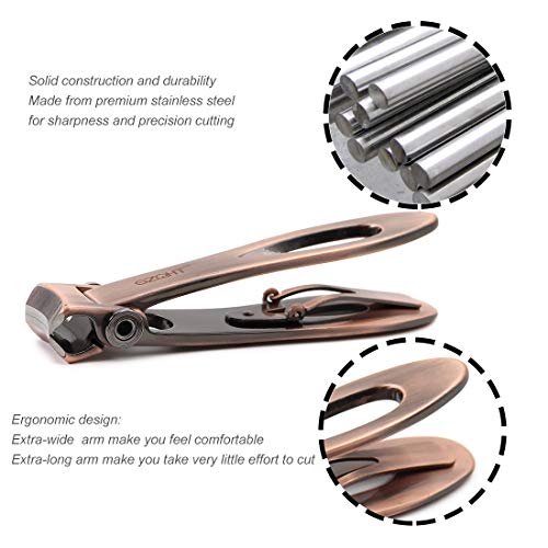 Bronze Toenail Clippers for Thick Nails - Ultra Wide Jaw Opening