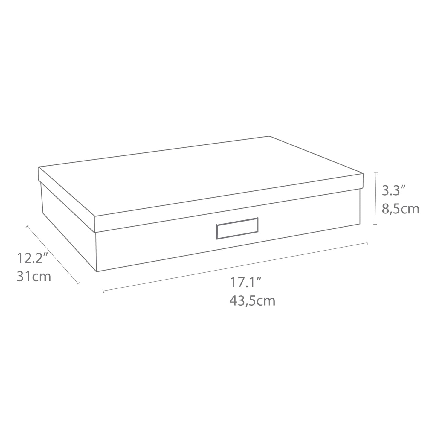 Bigso Sverker Fiberboard Legal and Art Storage Box | Scrapbook Storage Box for Loose Papers and More | Durable Document Boxes with Lid and Metal Label Holder | 17.1’’ x 12.2’’ x 3.3’’ | Blue