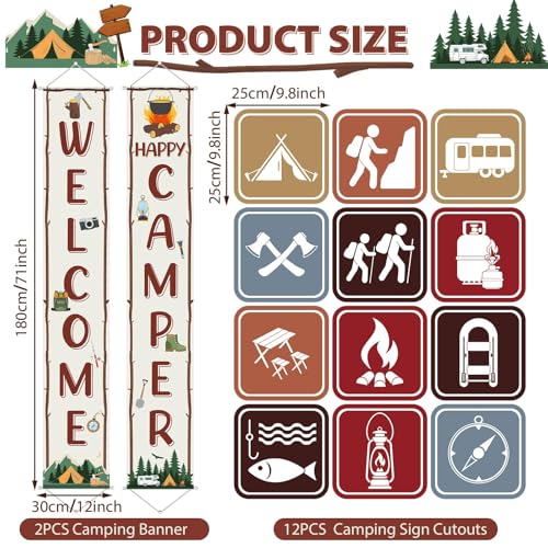 14-Piece Camping Party Decorations Set with Banners & Cutouts