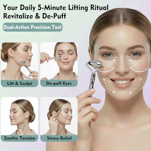 Vornelatrix 3-in-1 Stainless Steel Face Roller & Gua Sha Sculpting Set