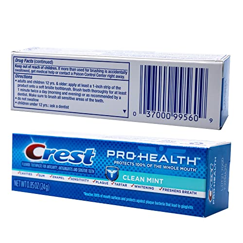 Crest Pro-Health Clean Mint Toothpaste Travel Size 0.85 oz (Pack of 12)