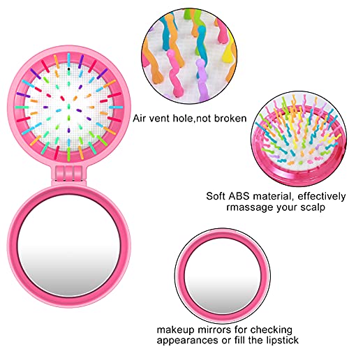 ONLYFU 18 Pcs Mini Portable Folding Travel Hair Brush with Mirror
