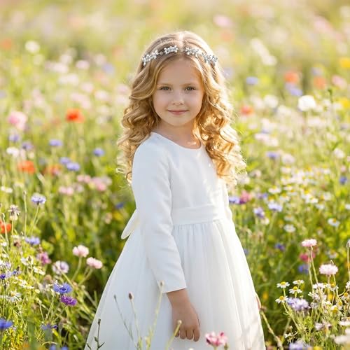 Flower Girl Headpiece with Pearls and Rhinestones - Elegant Hair Accessory