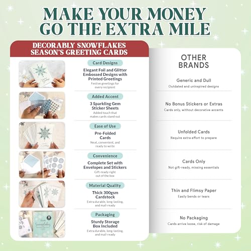 16 Pack Foil & Glitter Holiday Greeting Cards with Envelopes