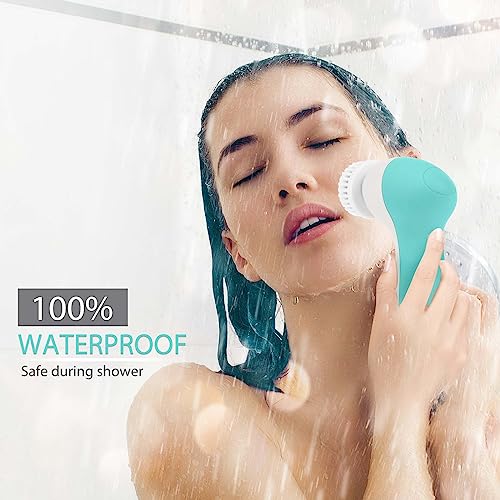 CLSEVXY Rechargeable Facial Cleansing Spin Brush with 4 Exfoliating Heads