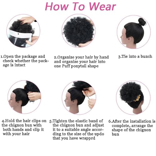 Medium Afro Puff Drawstring Ponytail for Short Natural Hair - T1B/33#