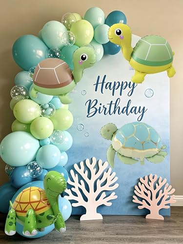 4Pcs Green Turtle Foil Balloons for Ocean Theme Parties