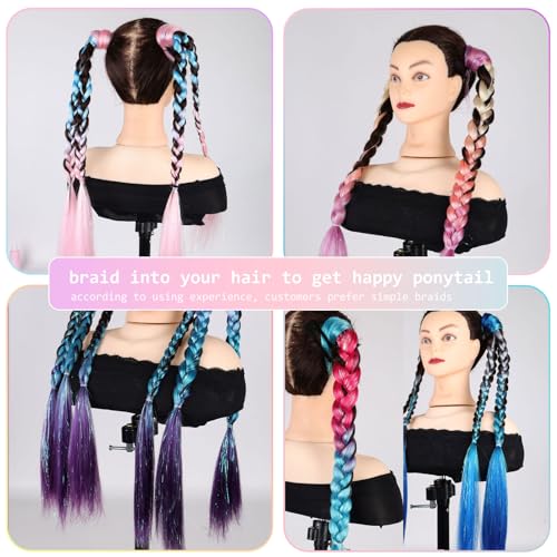 NOTICEME 25 Inch Colored Hair Ponytail Extensions with Tinsel - Pack of 2, Crazy Hair Day