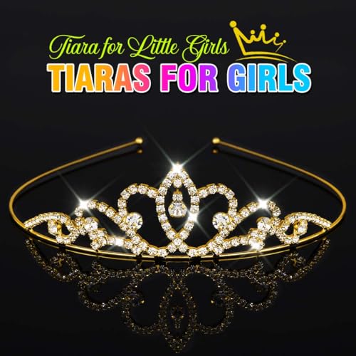 Kilshye Gold Rhinestone Princess Tiara Headband for Girls - Pack of 1