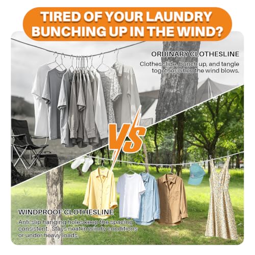 Portable Clothesline with Clips - 16.5 FT Travel Laundry Line