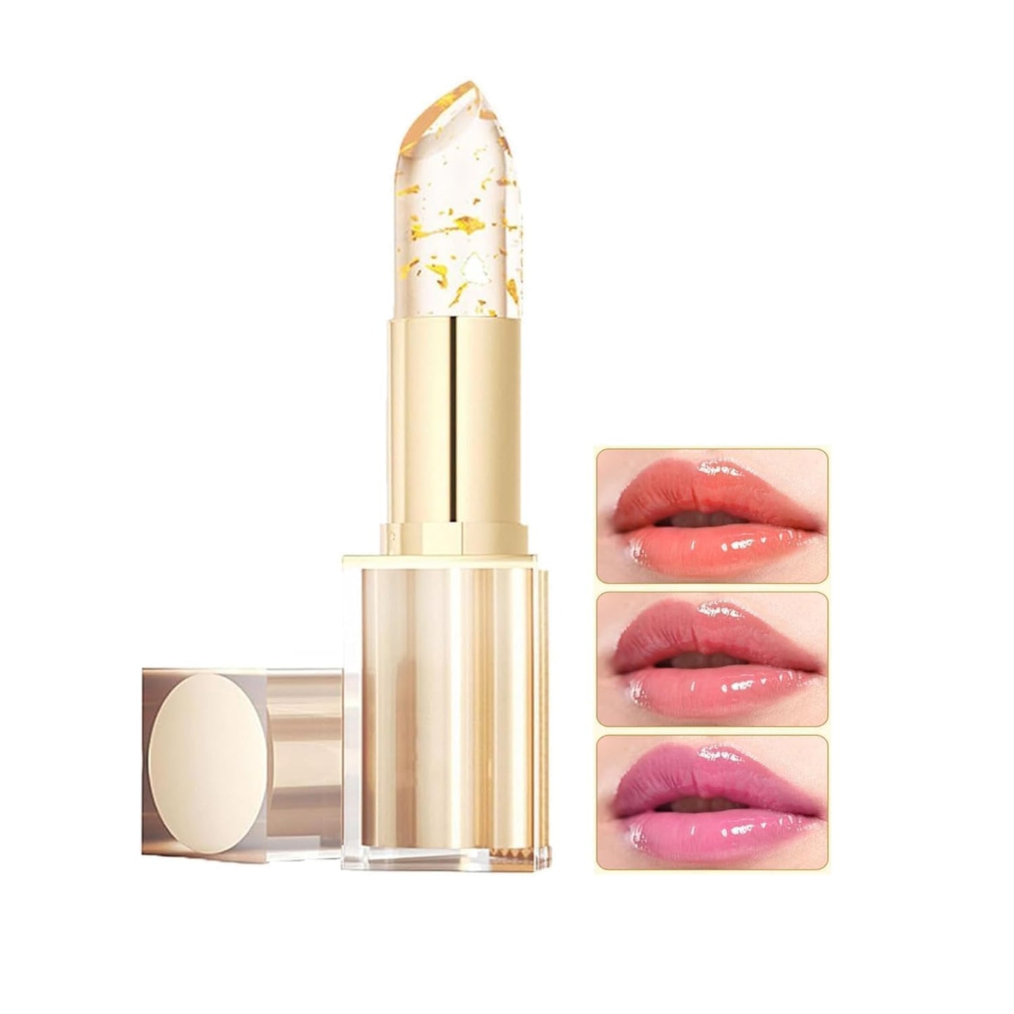 Color Changing Lipstick - Gold Crystal pH Moisturizing Lip Gloss | 24HR Transferproof Tinted Balm for Gifts