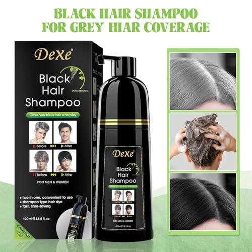 Vedora Instant Black Hair Shampoo 400ml - Ammonia-Free Semi-Permanent Dye for Men & Women