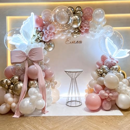 Dusty Pink Balloon Set - 50pcs 12 Inch Blush & Pearl Balloons for Parties
