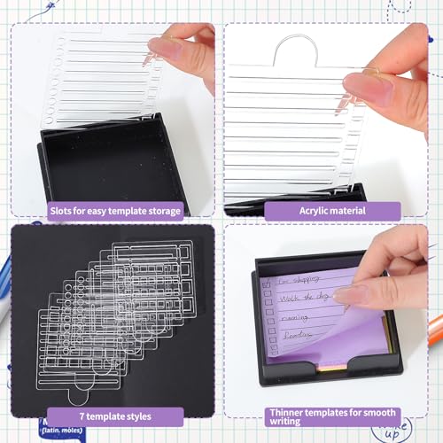 Besarme 3x3 Sticky Note Holder with 7 Stencils for Organized Notes
