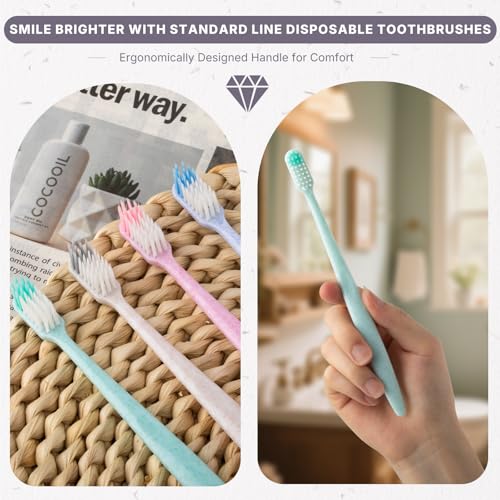 Bulk Disposable Toothbrushes 48 Count | Individually Wrapped Soft PBT Bristles