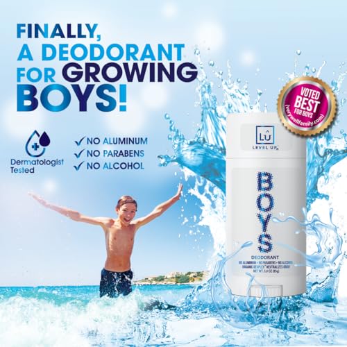 Level Up Boys Deodorant for Ages 8-14, Aluminum-Free & Vegan