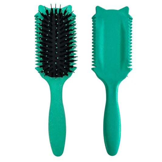 Tcsxady Curly Hair Brush, Curl Defining Brush for Effortless Curly Hair Care, Funny Cat Ear Type Curl Brush Suitable for Wet & Dry Hair,Women and Men,Reduces Frizz (Green)