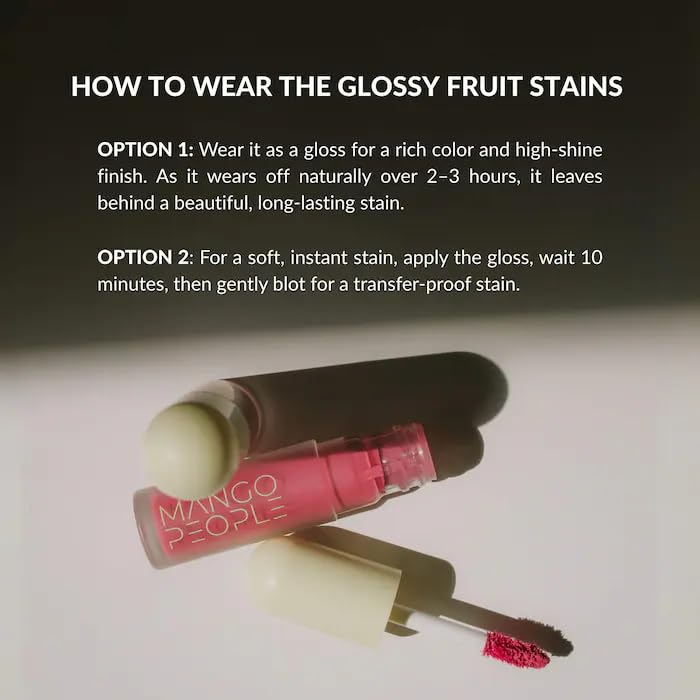 Hydrating Glossy Fruit Lip Stain - Beet Juice Deep Berry | 0.11 oz, Long-Lasting Vegan Tint