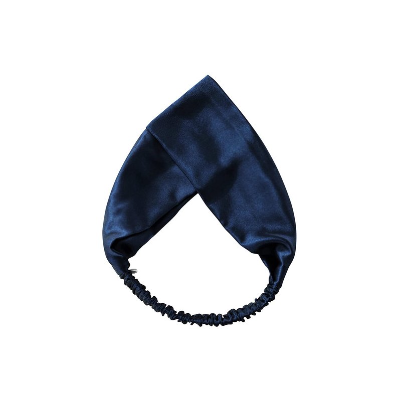 ZIMASILK 100% Mulberry Silk Headband - Elastic Twisted Hair Wrap for Women | Non-Slip Sleep Accessory (Navy Blue)