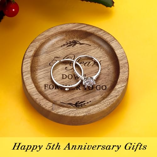 5th Anniversary Wooden Ring Dish - Elegant Keepsake Gift for Couples