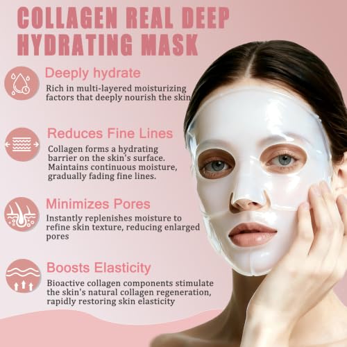 Anweina Overnight Collagen Face Mask, Anti-Aging Hydrating Treatment (8 Pack)