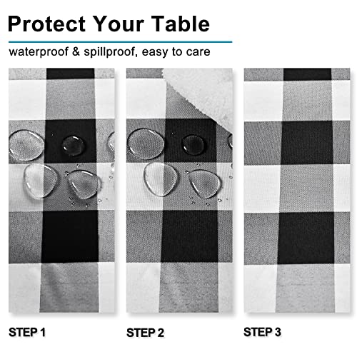 Waterproof Black and White Checkered Tablecloth 30x60 Inch