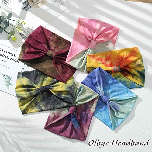 Stylish Tie Dye Knotted Turban Headbands - 6 Pcs Non-Slip Hairbands