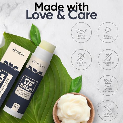 Natrulo Beef Tallow Lip Balm - Hydrating Organic Lip Care