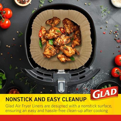 Glad Air Fryer Liners - Nonstick 9-Inch with Raised Walls, 100 Count