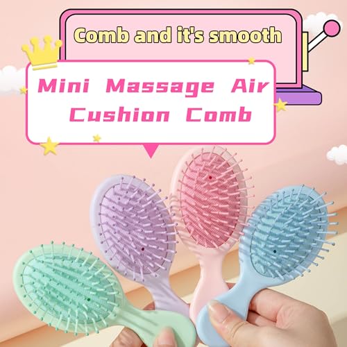 Portable Mini Hair Brushes - 4-Pack Detangling for All Hair Types