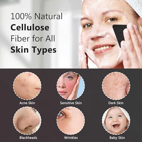 Black 60-Count Triangle Compressed Facial Sponges for Deep Cleansing & Exfoliating