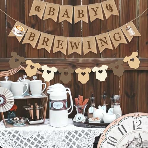A Baby Is Brewing Banner - Coffee Bean Baby Shower Decoration