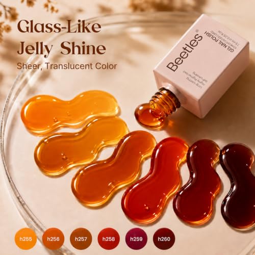 Beetles Fall Gel Nail Polish Set D - Brown-06 | 6 Tortoise Jelly Shades