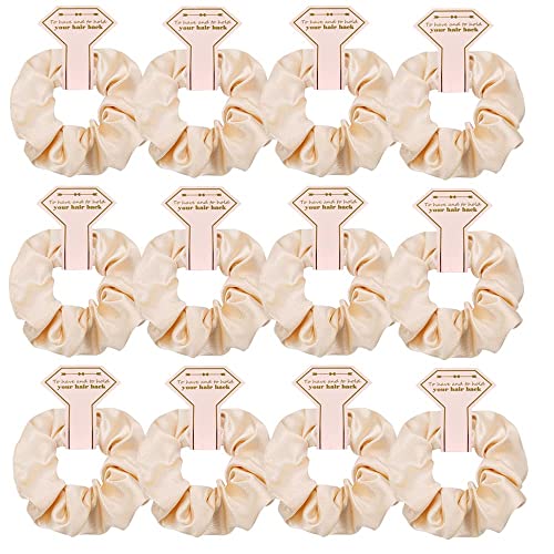 Antetek 12PCS Satin Hair Scrunchies - Champagne Bachelorette Party Favors