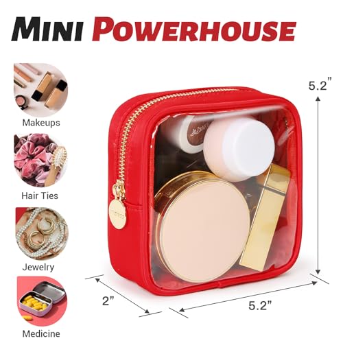 Aveniee Mini Red Clear Makeup Bag - Travel Cosmetic Organizer