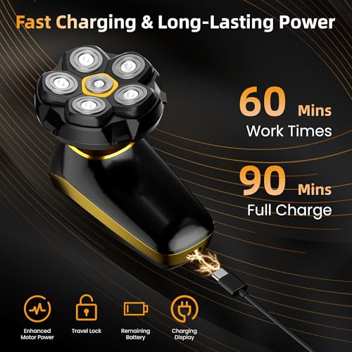 Back Shaver for Men: Long Foldable Handle Electric Back Razor with 6D No-Scratch Shaving - Waterproof Grooming Kit for Body/Beard/Head/Face Hair Removal, Gifts for Husband Dad (Black)